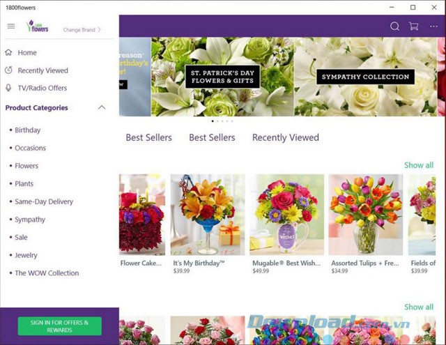 Giao diện ứng dụng 1-800-Flowers