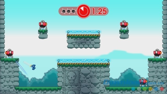 Hình ảnh nhân vật chính và những con rô bốt xuất hiện trong game hành động 10 Second Ninja X