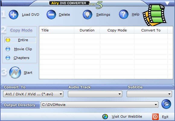 Giao diện Airy DVD Converter