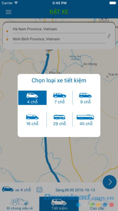 Chọn loại xe muốn đặt