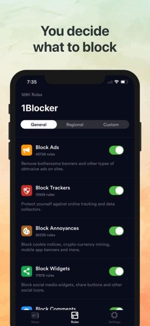 1Blocker cho phép bạn quyết định chặn cái gì