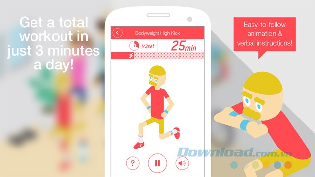 Giao diện 3 Minute Workout Free Exercise cho Android