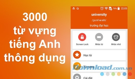 Học qua màn hình khóa, chế độ nhắc từ, nhắc nhở