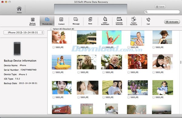 321Soft iPhone Data Recovery cho Mac