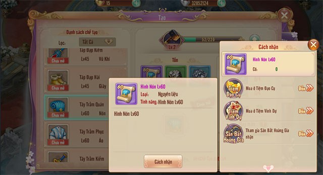 Cách thức chế tạo đồ trong 360mobi Cung Đình Kế cho iOS