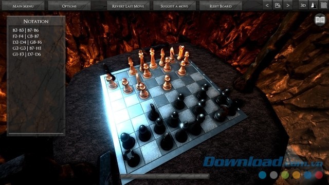 Sử dụng nhiều nút bấm trong game cờ vua mới 3D Chess cho máy tính, Mac và Linux