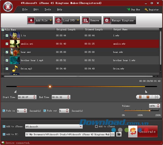 4Videosoft iPhone 4S Ringtone Maker