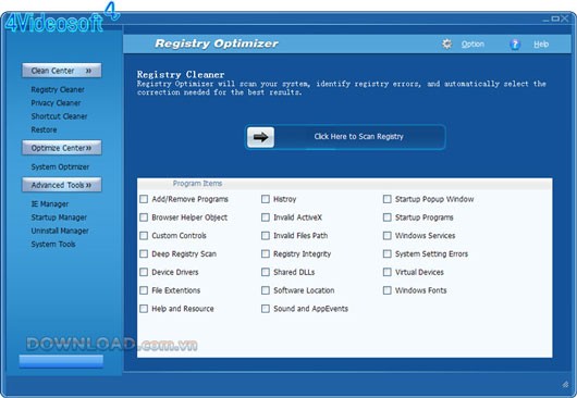4Videosoft Registry Optimizer