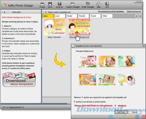 Thêm ảnh để thiết kế photobook