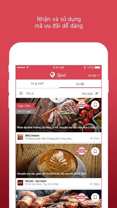 Với 5Food bạn dễ dàng nhận và sử dụng mã ưu đãi
