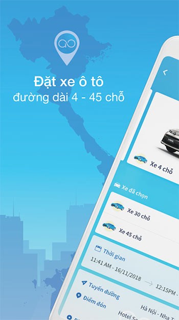 Đặt xe ô tô đường dài 4-45 chỗ