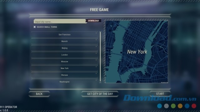 Lựa chọn thành phố phù hợp trong game chiến thuật mới 911 Operator cho máy tính, Mac và Linux