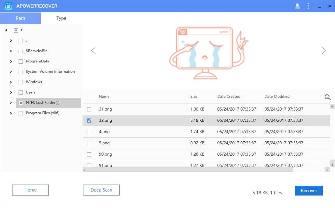 Tính năng Path trong ApowerRecover