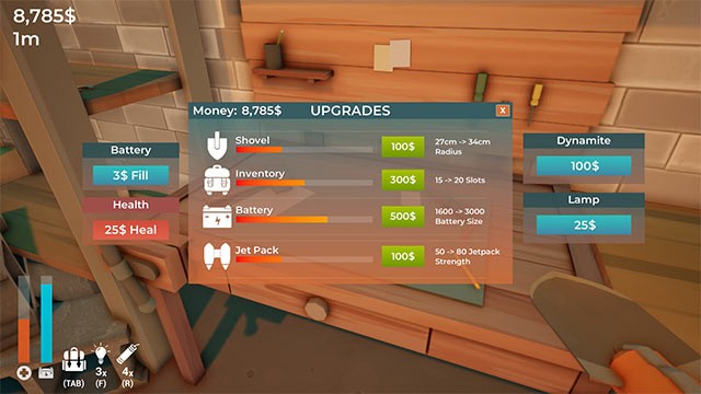 Bán tất cả những gì bạn thu thập được từ hố để nâng cấp trang thiết bị đào