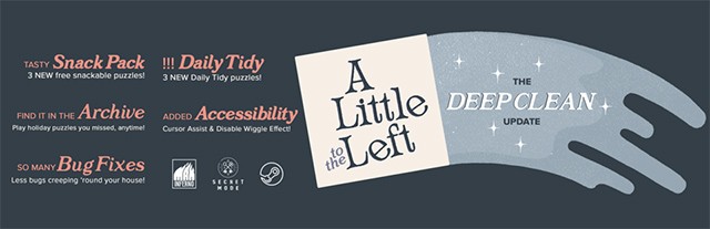 Bản cập nhật Deep Clean cho A Little To The Left giới thiệu nhiều tính năng, nội dung mới và sửa lỗi quan trọng