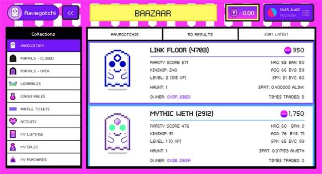 Triệu hồi Aavegotchi bằng Portal hoặc mua một bé tại Baazaar