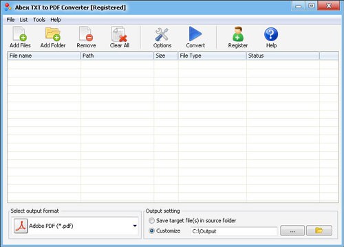 Abex TXT to PDF Converter