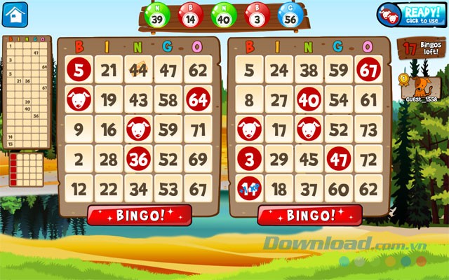 Giao diện Abradoodle Bingo trên máy tính