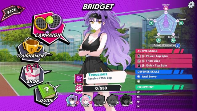 Mỗi nhân vật trong Academy Love Saga: Tennis Angels có kỹ năng và câu chuyện của riêng họ
