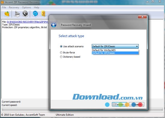 Accent ZIP Password Recovery