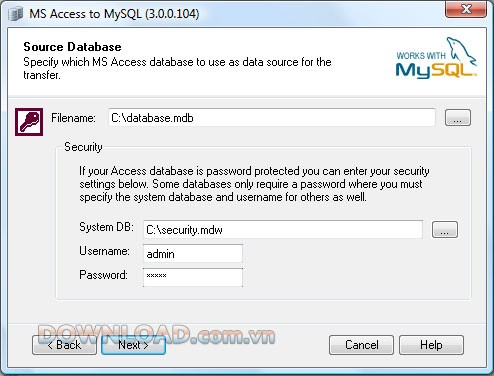 Access to MySQL