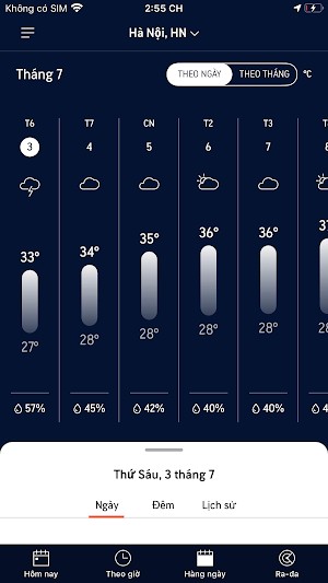 Xem nhiệt độ trong tuần