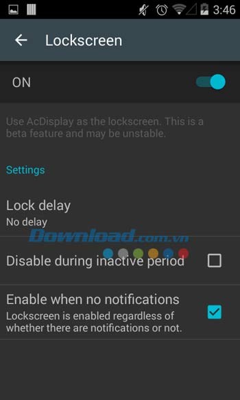 Các tùy chọn màn hình khóa trong AcDisplay