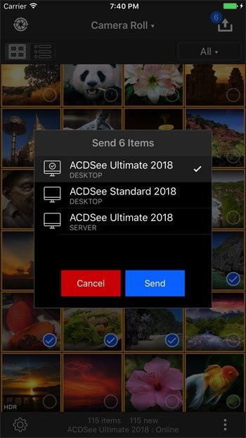 Chọn thư mục bạn muốn gửi ảnh tới