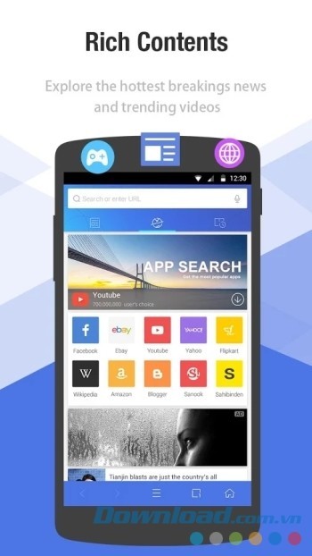 Đề xuất tin tức và video giải trí trên trang chủ Ace Browser