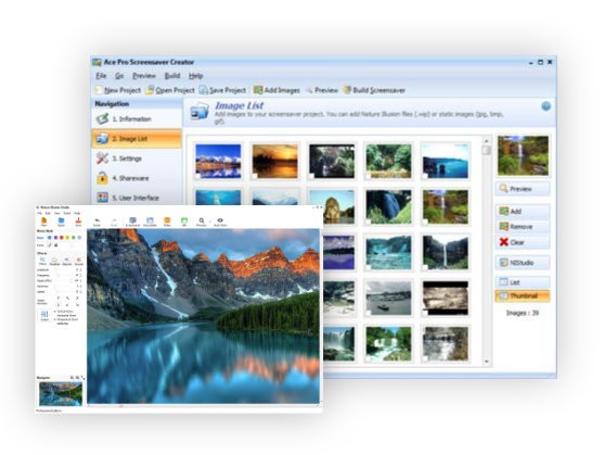 Giao diện Ace Pro Screensaver Creator