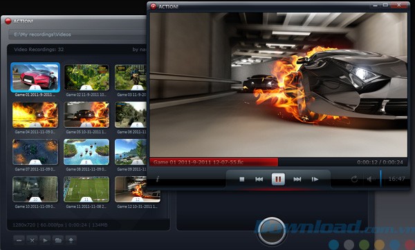 Xem video đã quay trong Action!