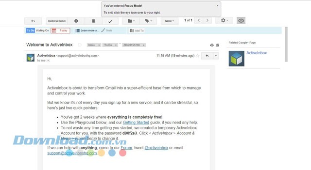 Chế độ tập trung của ứng dụng