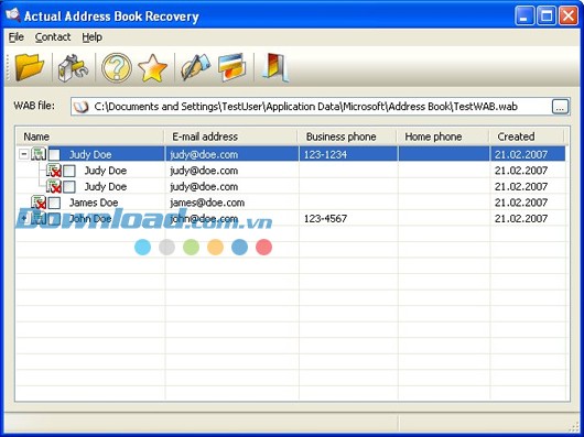 Actual Address Book Recovery