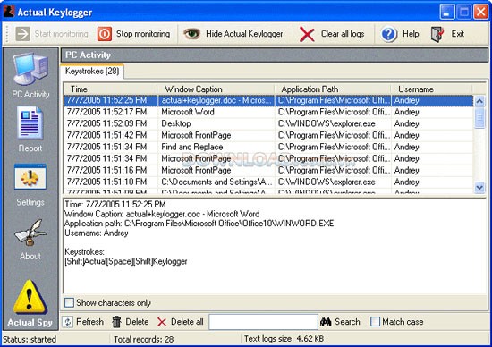 Actual Keylogger