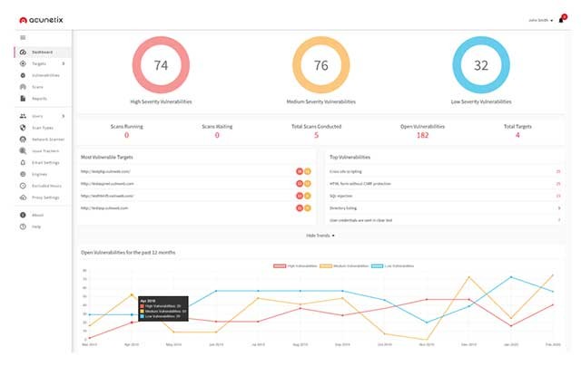 Acunetix sẽ quét bất kỳ trang web hoặc ứng dụng web nào có thể truy cập