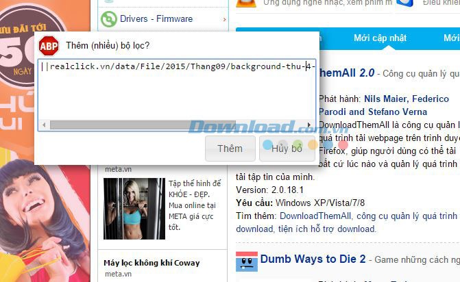 Chọn thêm bộ lọc chặn quảng cáo