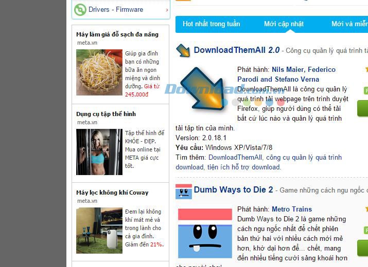 Hình ảnh trang web sau khi Ablock Plus chặn quảng cáo
