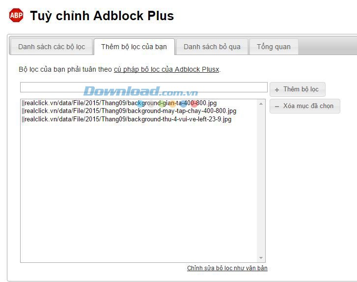Cài đặt khác trong Adblock Plus