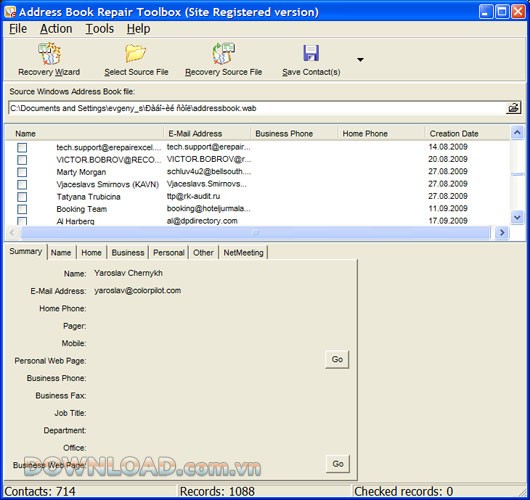 Address Book Repair Toolbox