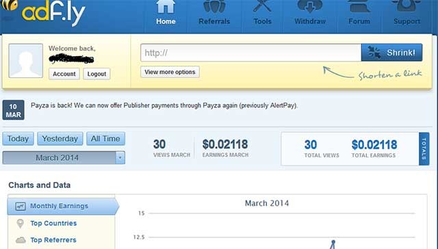 Số liệu thống kê chi tiết sẽ được cung cấp trên Adf.ly