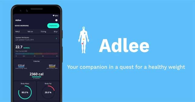 Adlee cho Android sẽ ghi lại sự thay đổi cân nặng hàng ngày và chỉ số BMI của bạn