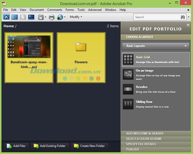 Tạo Portfolios trong Acrobat Pro 9