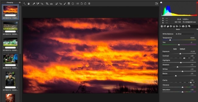 Giao diện Adobe Camera RAW cho Mac