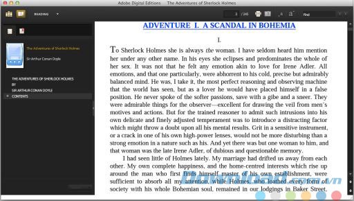 Giao diện ứng dụng Adobe Digital Editions cho Mac