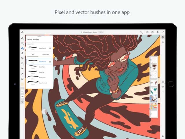 Ứng dụng cũng có cả cọ Vector và cọ Pixel