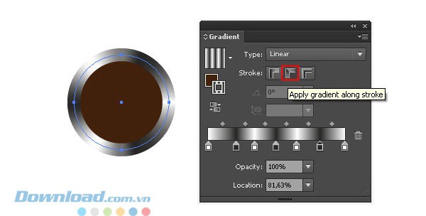 Công cụ Gradient Along Stroke