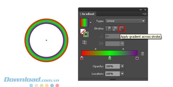 Công cụ Gradient Across Stroke