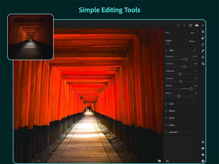 Chỉnh sửa ảnh đơn giản cùng Adobe Lightroom cho iPad