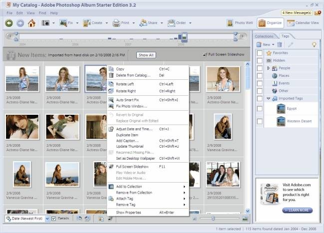 Giao diện Adobe Photoshop Album Starter Edition