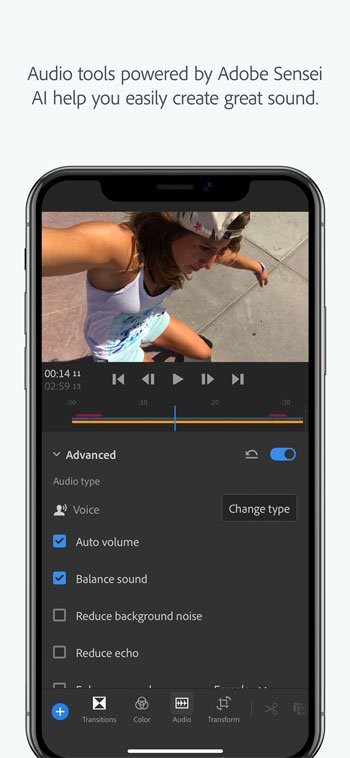 Công cụ âm thanh được hỗ trợ bởi trí thông minh Adobe Sensei